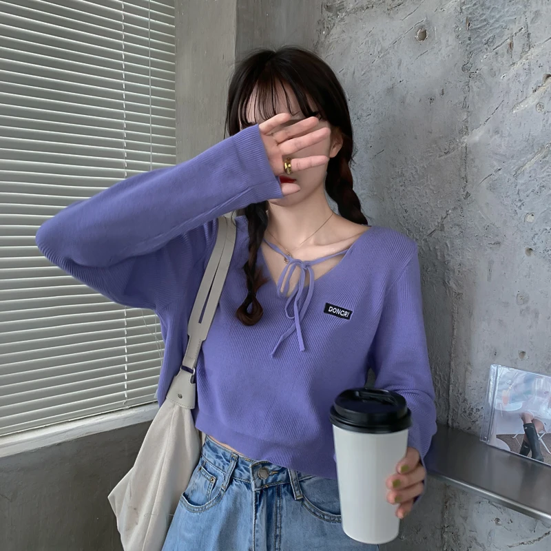 New Korean Loose V-neck Knitted Sweaters Long Sleeve Crop Tops Casual Fashion Autumn Winter Women's Clothing Black Pullovers New
New Korean Loose V-neck Knitted Sweaters Long Sleeve Crop Tops Casual Fashion Autumn Winter Women's Clothing Black Pullovers New