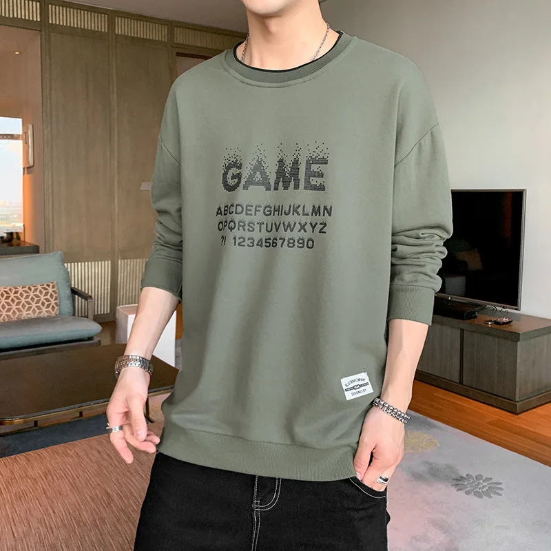 Spring Autumn Men Long-Sleeved T-Shirt New Korean Trend Casual Loose Round Neck Letter Printing Tees Fashion All-Match Clothes
Spring Autumn Men Long-Sleeved T-Shirt New Korean Trend Casual Loose Round Neck Letter Printing Tees Fashion All-Match Clothes