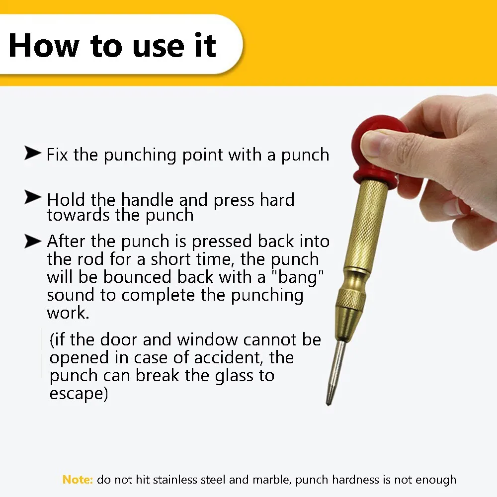 5 inch Automatic Center Punch Spring Loaded Marking Starting Holes Tool Wood Press Dent Marker Woodwork Tool Hole Drill Bits
5 inch Automatic Center Punch Spring Loaded Marking Starting Holes Tool Wood Press Dent Marker Woodwork Tool Hole Drill Bits