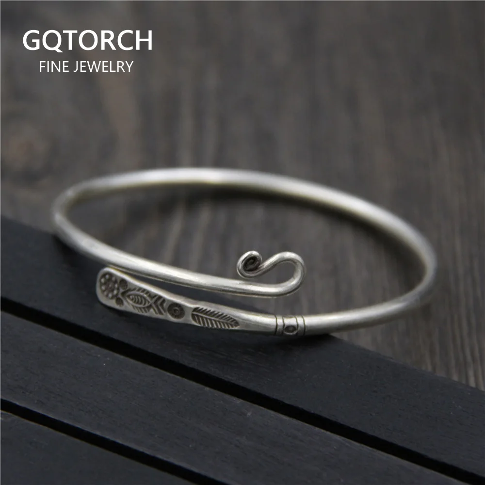 Solid 925 Sterling Silver Bangle Bracelet For Women Handmade Fish Engraved Retro Antique Opening Bangle Armbanden Voor Vrouwen
Solid 925 Sterling Silver Bangle Bracelet For Women Handmade Fish Engraved Retro Antique Opening Bangle Armbanden Voor Vrouwen