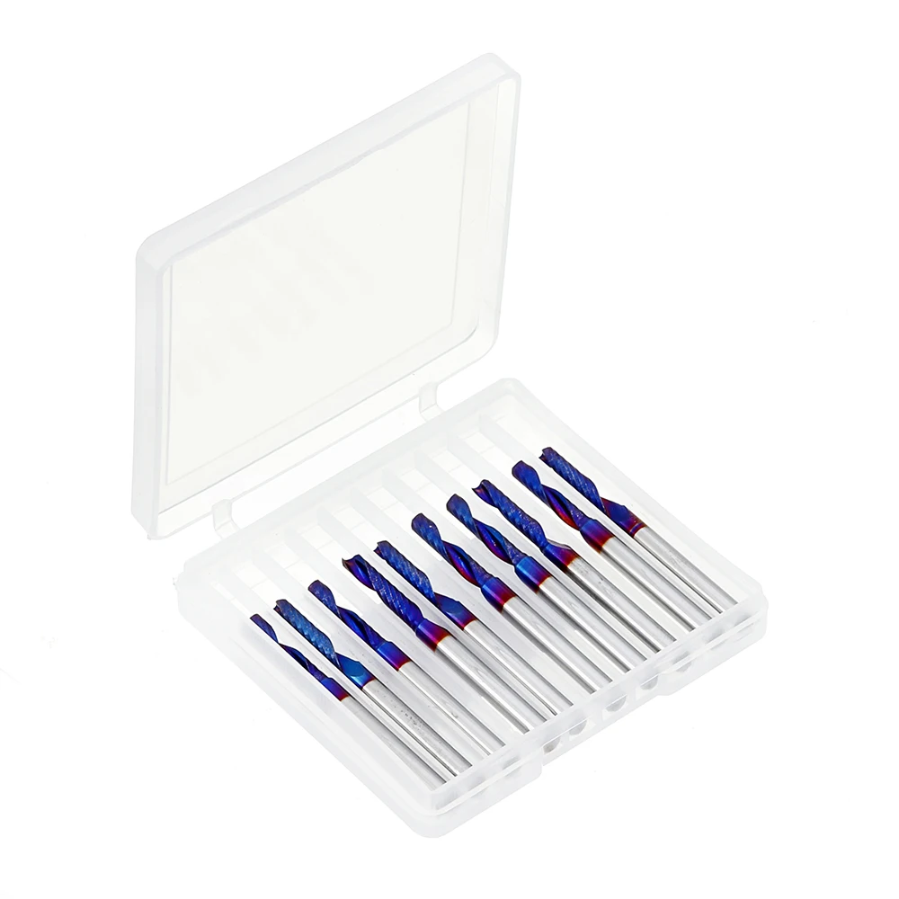10Pcs 3.175 Shank Spiral End Mill Blue Coated Single Flute End Mill Tungsten Carbide Spiral CNC Milling Cutter 2/2.5/3.175mm
10Pcs 3.175 Shank Spiral End Mill Blue Coated Single Flute End Mill Tungsten Carbide Spiral CNC Milling Cutter 2/2.5/3.175mm