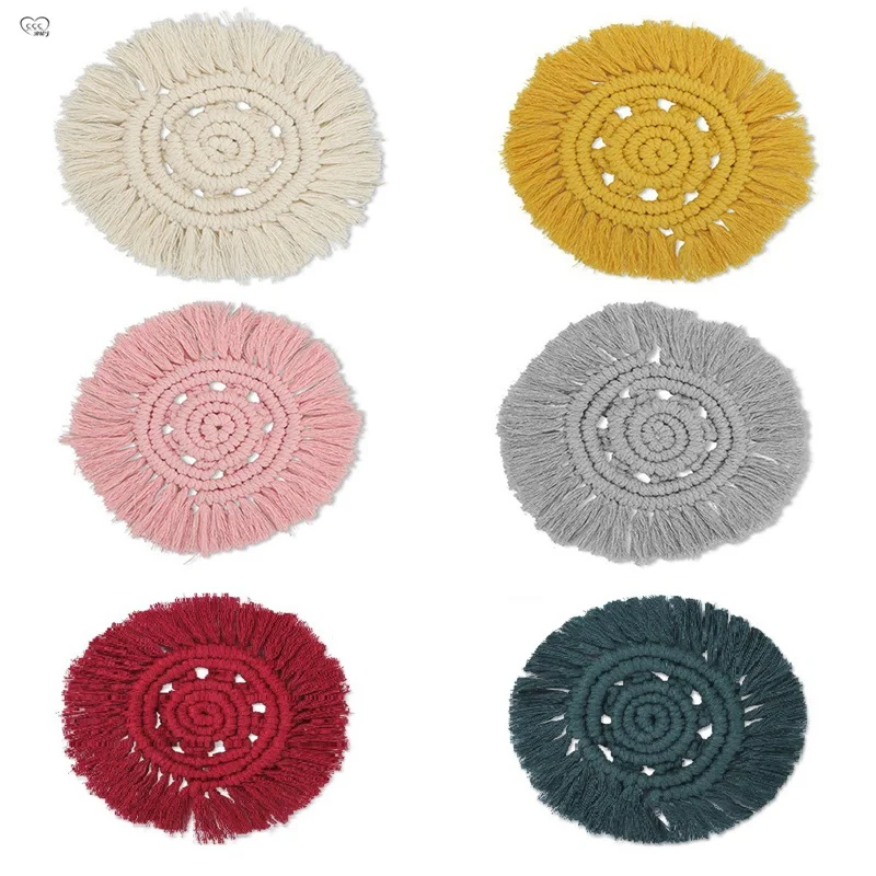 Diy Hand Woven Tassels Solid Dining Placemats Color Pad Round Coffee Tea Drink Rope for Weaving Cup Coaster Table Decoration Mat
Diy Hand Woven Tassels Solid Dining Placemats Color Pad Round Coffee Tea Drink Rope for Weaving Cup Coaster Table Decoration Mat
