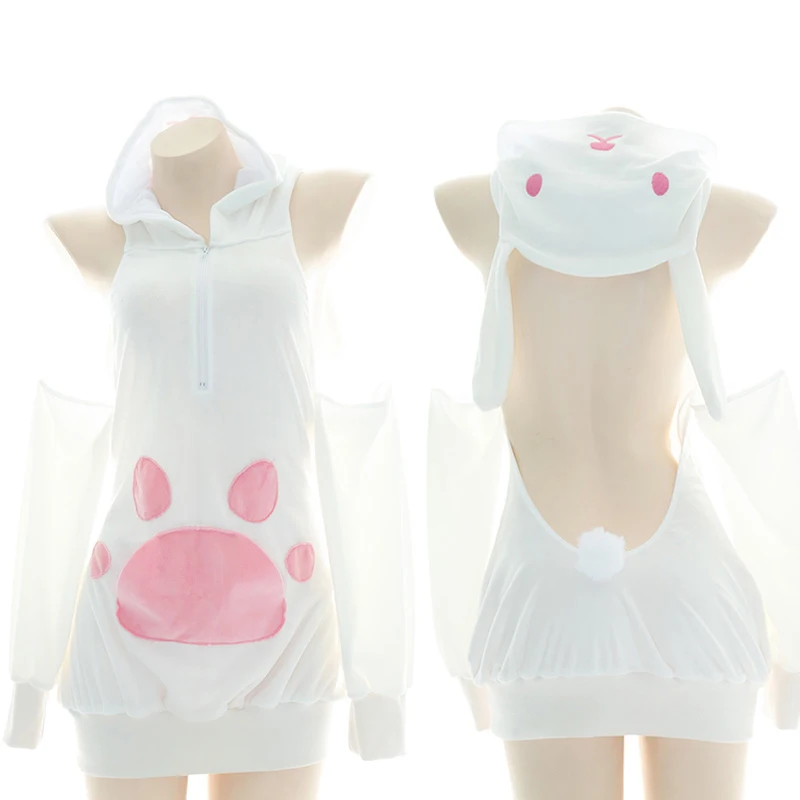 Japanese Cute Girl Bunny Cosplay Bodysuit Women Lolita Rabbit Off Shoulder Long Loose Hoodie Sweatshirt Backless Hooded Tops
Japanese Cute Girl Bunny Cosplay Bodysuit Women Lolita Rabbit Off Shoulder Long Loose Hoodie Sweatshirt Backless Hooded Tops