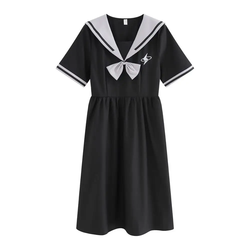 MAGOGO Navy Collar Black Dress Female New Korean Loose Waist Japanese College Style Dress
MAGOGO Navy Collar Black Dress Female New Korean Loose Waist Japanese College Style Dress