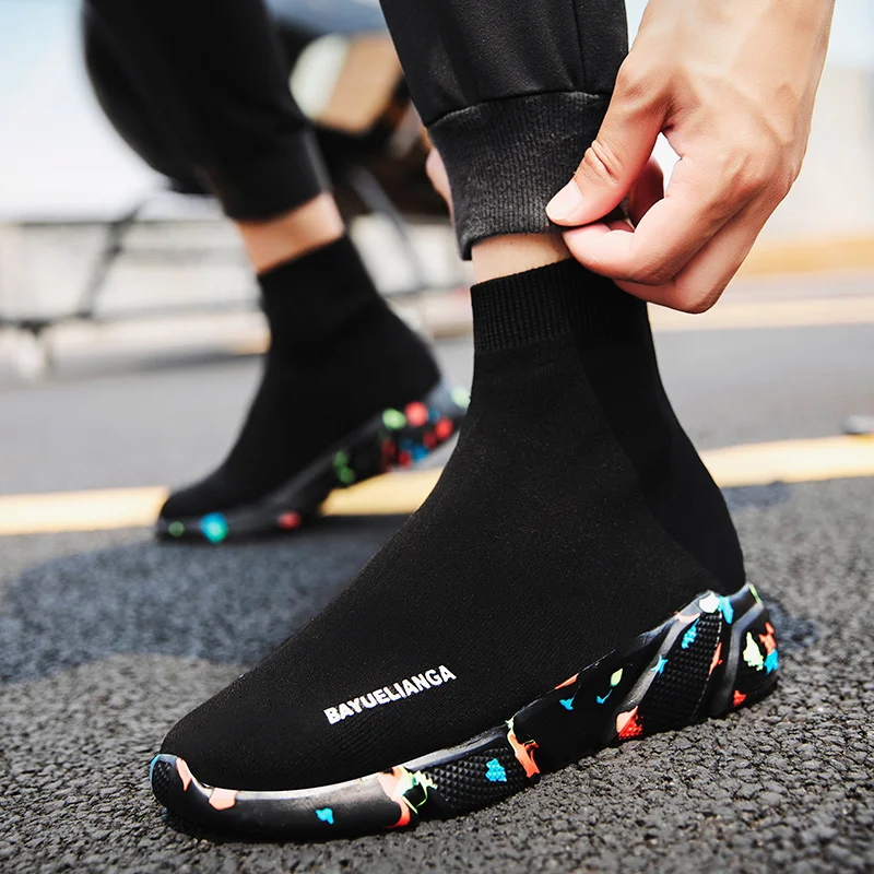 High Tops Knitted Men's Socks Shoes Mesh Men's Casual Shoes Sneakers Platform Web Shoes Breathable Sweat-Absorbant Mens Sneakers
High Tops Knitted Men's Socks Shoes Mesh Men's Casual Shoes Sneakers Platform Web Shoes Breathable Sweat-Absorbant Mens Sneakers