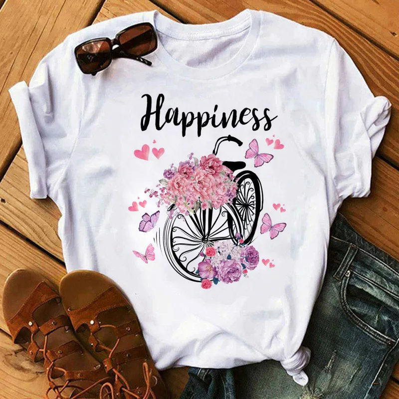 Harajuku Summer Women T-shirt Happiness Flower Bicycle Short Sleeve T Shirt Female Funny Cartoon Casual Woman Tops Tees Clothes
Harajuku Summer Women T-shirt Happiness Flower Bicycle Short Sleeve T Shirt Female Funny Cartoon Casual Woman Tops Tees Clothes
