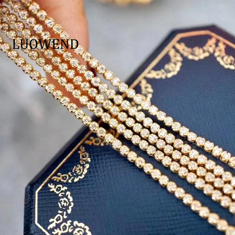 LUOWEND 18K Au750 Solid Yellow Gold Bracelet Real Natural Diamond Bracelet Fashion Tennis Bracelet Fine Jewelry Customize
LUOWEND 18K Au750 Solid Yellow Gold Bracelet Real Natural Diamond Bracelet Fashion Tennis Bracelet Fine Jewelry Customize