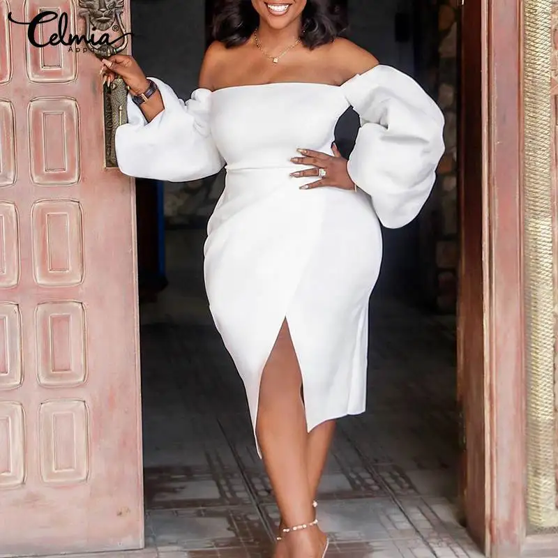 Платье-миди женское с открытыми плечами и разрезом на подоле, размера плюс
Платье-миди женское с открытыми плечами и разрезом на подоле, размера плюс