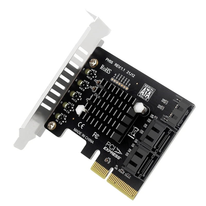 PCIE SATA Card PCI-E X4 to 5-Port SATA 3.0 Expansion Card for Desktop Computers Jmb585 Supports Mac Os Windows Linux
PCIE SATA Card PCI-E X4 to 5-Port SATA 3.0 Expansion Card for Desktop Computers Jmb585 Supports Mac Os Windows Linux