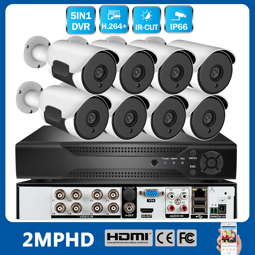 8CH 1080P Беспроводная NVR Wifi камера безопасности IR наружная 8 шт. 2MP CCTV IP система