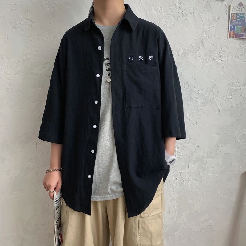 Мужская винтажная Повседневная рубашка на пуговицах мужские корейские рубашки с