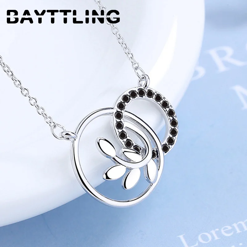 BAYTTLING Silver Color Korean Round Leaf Zircon Pendant Necklace For Woman Fashion Charm Jewelry Couple Gift
BAYTTLING Silver Color Korean Round Leaf Zircon Pendant Necklace For Woman Fashion Charm Jewelry Couple Gift
