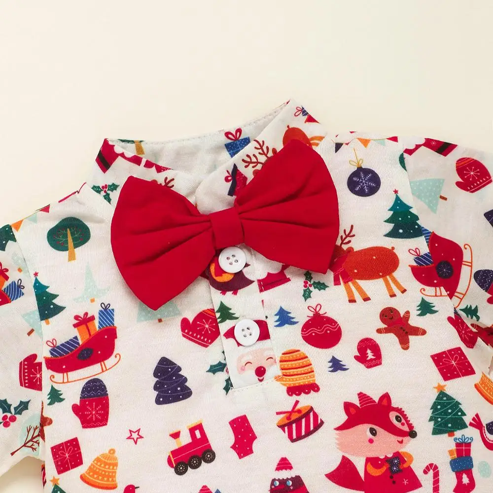Cartoon Red Christmas Clothes Baby Boy Clothes Set Romper Overall Tie 3 Pieces Summer Short Sleeve Gentleman's Wear
Cartoon Red Christmas Clothes Baby Boy Clothes Set Romper Overall Tie 3 Pieces Summer Short Sleeve Gentleman's Wear