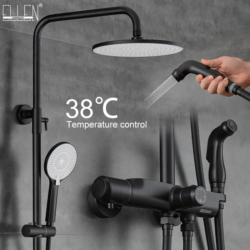 Смеситель для душа EllenThermostatic EL9407, черный настенный кран для душа с насадками Bdet Spray Bath
Смеситель для душа EllenThermostatic EL9407, черный настенный кран для душа с насадками Bdet Spray Bath