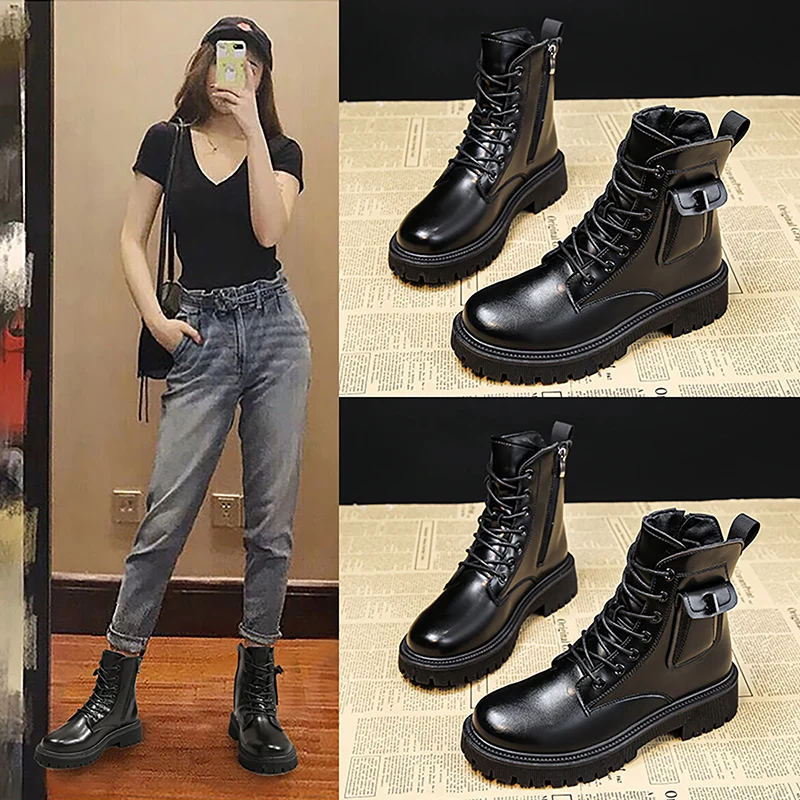 Black Women Motorcycle Boots with Bags Ladies British Wind Autumn Winter Zipper Platform Martin Boots Woman Ankle Platform Botas
Black Women Motorcycle Boots with Bags Ladies British Wind Autumn Winter Zipper Platform Martin Boots Woman Ankle Platform Botas