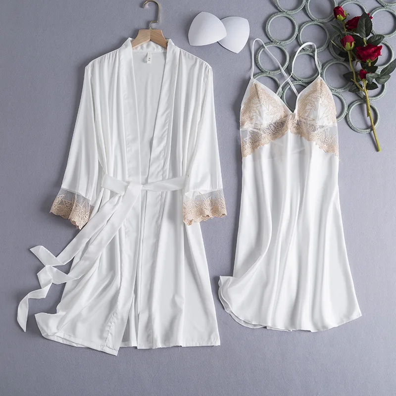 White Bride Bridesmaid Wedding Robe Sexy Women Nightgown Sleepwear Patchwork Lace Nightdress Kimono Bathrobe Gown Home Clothes
White Bride Bridesmaid Wedding Robe Sexy Women Nightgown Sleepwear Patchwork Lace Nightdress Kimono Bathrobe Gown Home Clothes