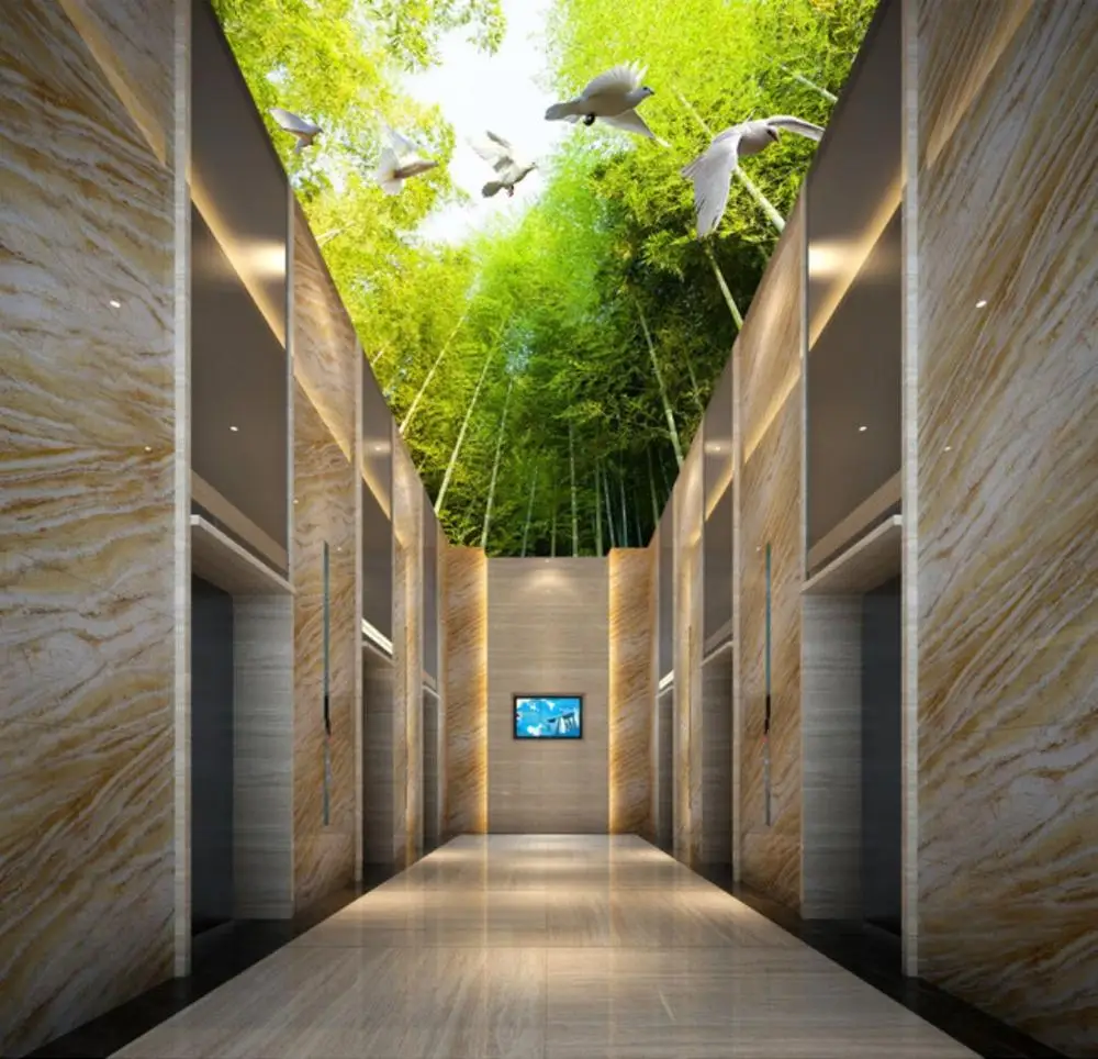 3d фрески обои для гостиной 3D красивые бамбуковые потолки Лесной потолок |