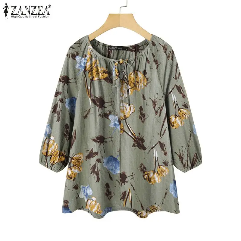 2022 Autumn Women's Bottoming Blouses Shirts ZANZEA 3/4 Puff Sleeve Tops Casual Printed Loose Blusa Femininas Oversized Shirts
2022 Autumn Women's Bottoming Blouses Shirts ZANZEA 3/4 Puff Sleeve Tops Casual Printed Loose Blusa Femininas Oversized Shirts