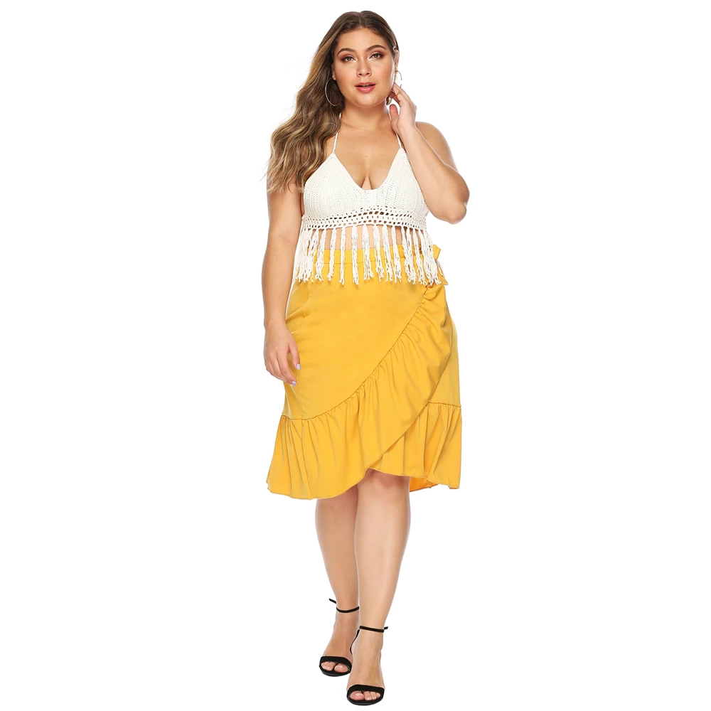Large Size Fashion Elegant Midi Beach Skirts Plus Size Casual Yellow 1 Piece Skirts High Waist Ruffle Women Clothes with Lace-up
Large Size Fashion Elegant Midi Beach Skirts Plus Size Casual Yellow 1 Piece Skirts High Waist Ruffle Women Clothes with Lace-up