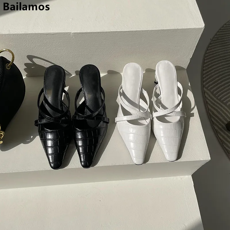 Bailamos Shallow Slides Slip On Slippers Thin Mid Heels Cross Strap Sandals Pointed Toe Women Slippers Pumps Black/White Size
Bailamos Shallow Slides Slip On Slippers Thin Mid Heels Cross Strap Sandals Pointed Toe Women Slippers Pumps Black/White Size