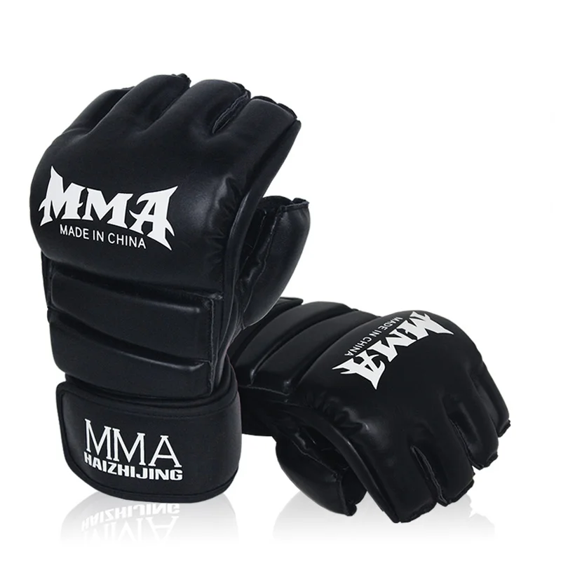 

Half Finger Boxing Gloves Leather Small Kick Fight Black Karate Boxing Gloves Men Guantes Boxeo Martial Arts Products YD50ST