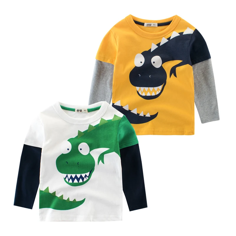 Футболка для мальчиков с длинным рукавом и динозавром, топы для малышей, Детская футболка, Детская осенняя одежда из хлопка 
Футболка для мальчиков с длинным рукавом и динозавром, топы для малышей, Детская футболка, Детская осенняя одежда из хлопка