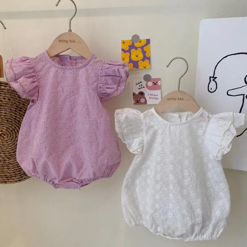 2020 Summer Newborn Baby Girls Solid Bodysuits Little Fly Sleeve Toddlers Clothes Cute Hollow Breathable Infants Jumpsuits
2020 Summer Newborn Baby Girls Solid Bodysuits Little Fly Sleeve Toddlers Clothes Cute Hollow Breathable Infants Jumpsuits