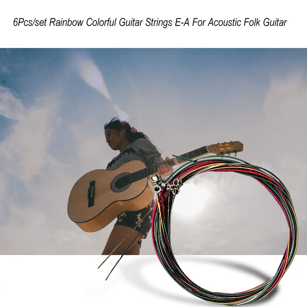 6Pcs/set Rainbow Colorful Guitar Strings E-A For Acoustic Folk Guitar Musical Instruments
6Pcs/set Rainbow Colorful Guitar Strings E-A For Acoustic Folk Guitar Musical Instruments