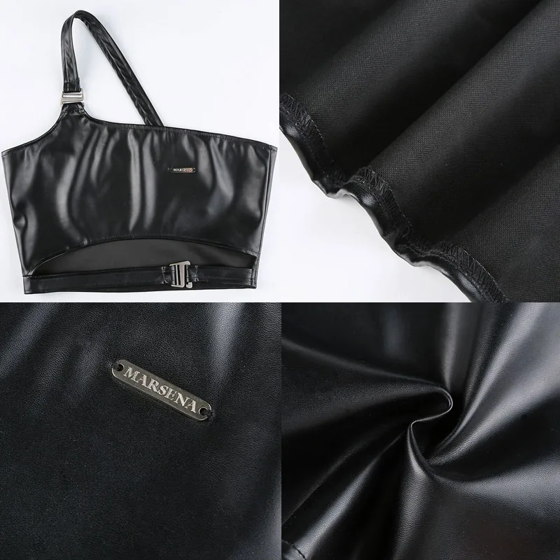 Women's Tube Top Crop Tank Halter Sexy Punk Black Vest Female Pu Fashion One Word Collar Top Slim 2021new Metallic Elements
Women's Tube Top Crop Tank Halter Sexy Punk Black Vest Female Pu Fashion One Word Collar Top Slim 2021new Metallic Elements