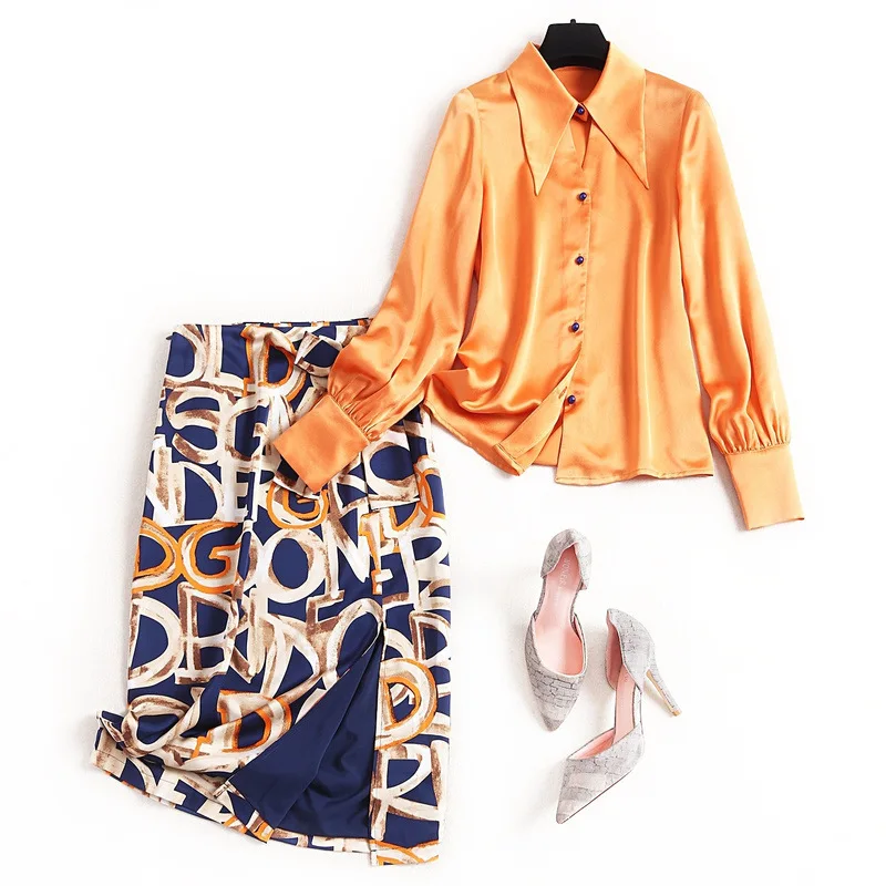 2020 Women Spring Shirt Skirt 2 Piece Set Long Sleeve Tops Office Lady Flower Printing Bow Skirt Ankle Length Split Skirts Suit
2020 Women Spring Shirt Skirt 2 Piece Set Long Sleeve Tops Office Lady Flower Printing Bow Skirt Ankle Length Split Skirts Suit