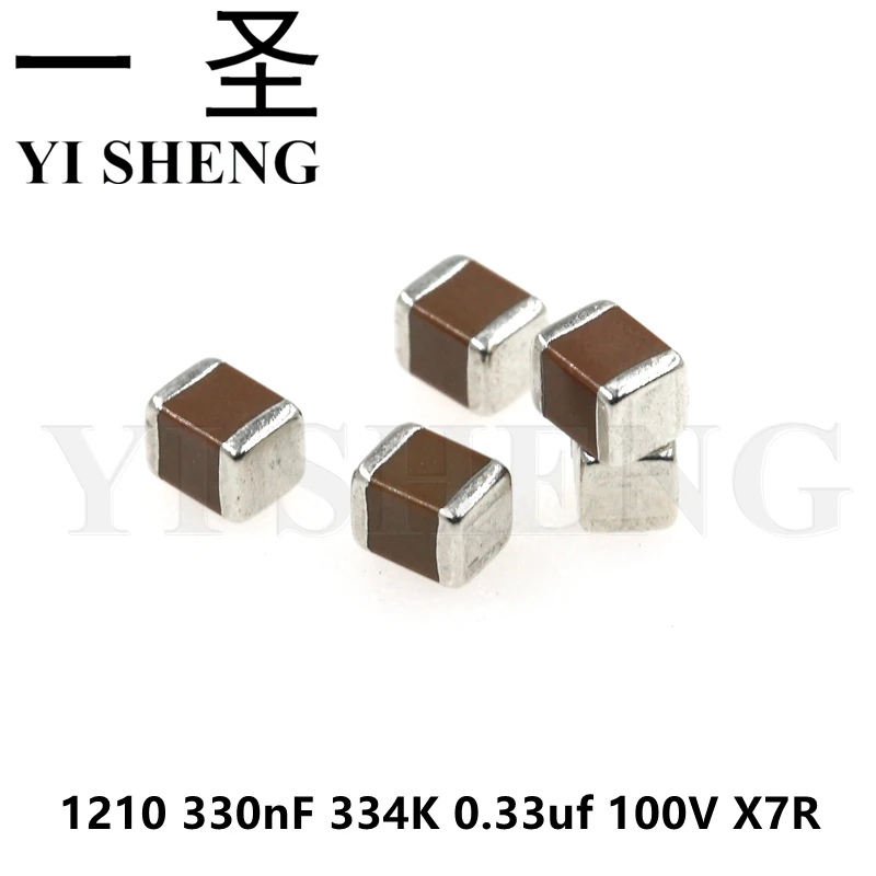 50pcs 1210 330nF 334K 0.33uf 100V X7R 10% SMD Thick Film Chip Multilayer Ceramic Capacitor
50pcs 1210 330nF 334K 0.33uf 100V X7R 10% SMD Thick Film Chip Multilayer Ceramic Capacitor