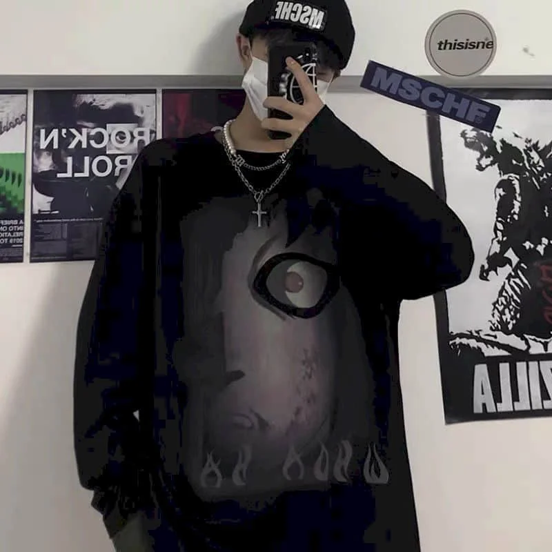 Dark High Street Goth Tshirt Men T Shirt Couple Funeral Ins Original Anime Eyes Print Lazy Loose Long-sleeved Oversized T-shirt
Dark High Street Goth Tshirt Men T Shirt Couple Funeral Ins Original Anime Eyes Print Lazy Loose Long-sleeved Oversized T-shirt