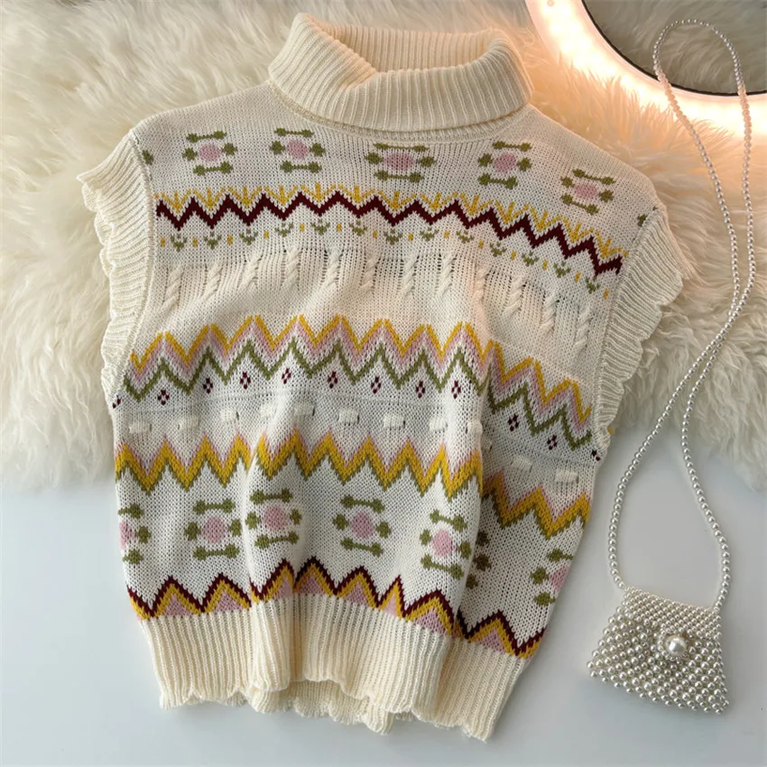 New Autumn Winter Turtleneck Sweater Vest Women Sleeveless Knitted Waistcoat Vintage Sweaters Pullover Jumper Fashion Pull Femme
New Autumn Winter Turtleneck Sweater Vest Women Sleeveless Knitted Waistcoat Vintage Sweaters Pullover Jumper Fashion Pull Femme