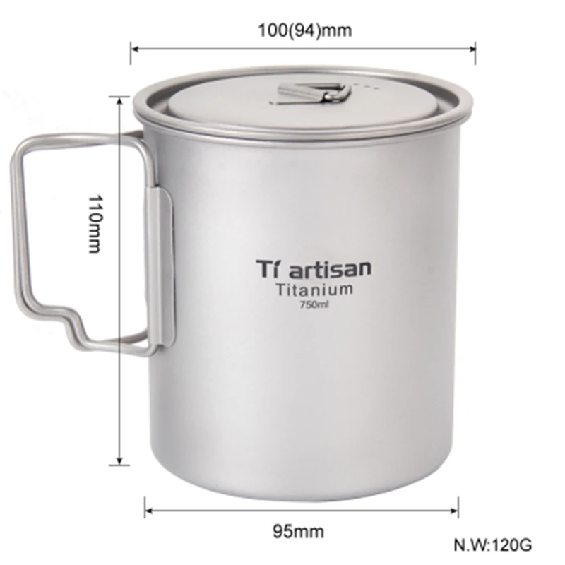 750ml Titanium Cup Outdoor Camping Drinking Water Cups Mug Cooking Pot for Camping Backpacking with Folding Handles Ta8315
750ml Titanium Cup Outdoor Camping Drinking Water Cups Mug Cooking Pot for Camping Backpacking with Folding Handles Ta8315