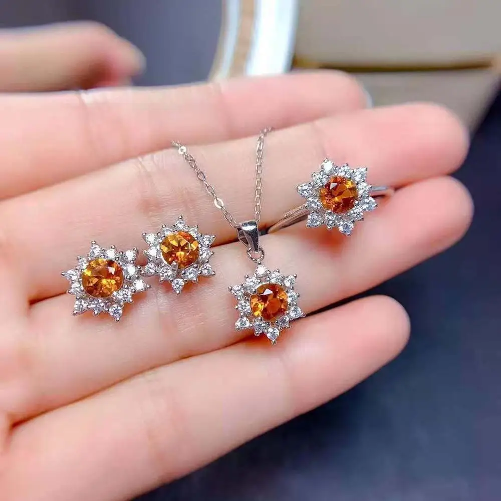 High-quality Citrine Pendant Necklace Ring Earrings Set S925 Sterling Silver Fine Fashion Wedding Jewelry for Women MeibaPJFS
High-quality Citrine Pendant Necklace Ring Earrings Set S925 Sterling Silver Fine Fashion Wedding Jewelry for Women MeibaPJFS