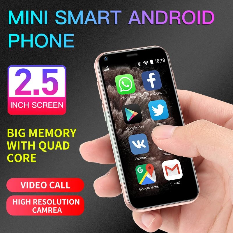 

UNIWA 2.5 Inch XS11 Mini Mobile Phone Android 6.0 with Card Size Quad Core 1GB 8GB Smartphone Dual SIM 1000mAh Cellphone WIFI