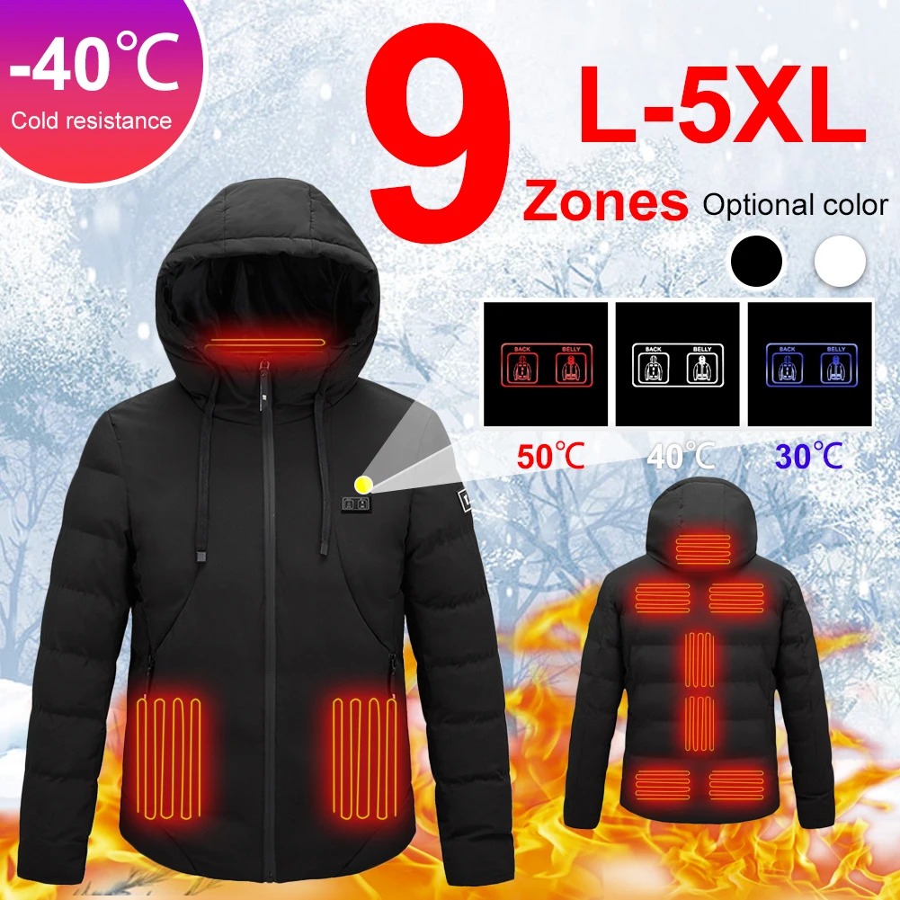 9 Zone Heating Clothing Thick Jacket Cotton Electric Thermal Body Warmer Super Size Withstand Severe Cold -40℃ Winter Outdoor
9 Zone Heating Clothing Thick Jacket Cotton Electric Thermal Body Warmer Super Size Withstand Severe Cold -40℃ Winter Outdoor
