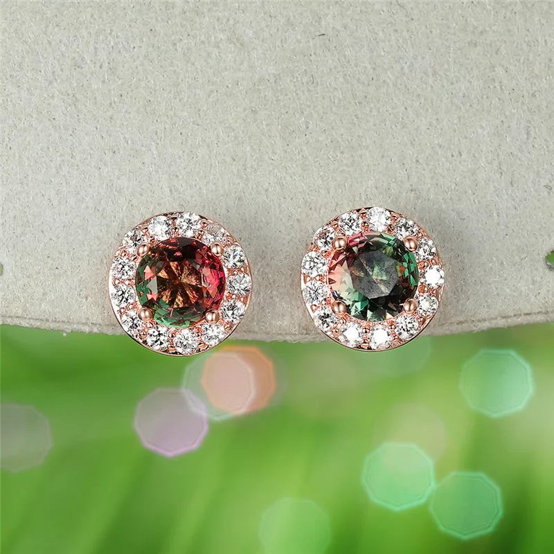 Charm Female Small Round Stud Earrings Rose Gold Rainbow Blue Stone Earrings For Women Vintage Minimalist Wedding Earrings
Charm Female Small Round Stud Earrings Rose Gold Rainbow Blue Stone Earrings For Women Vintage Minimalist Wedding Earrings