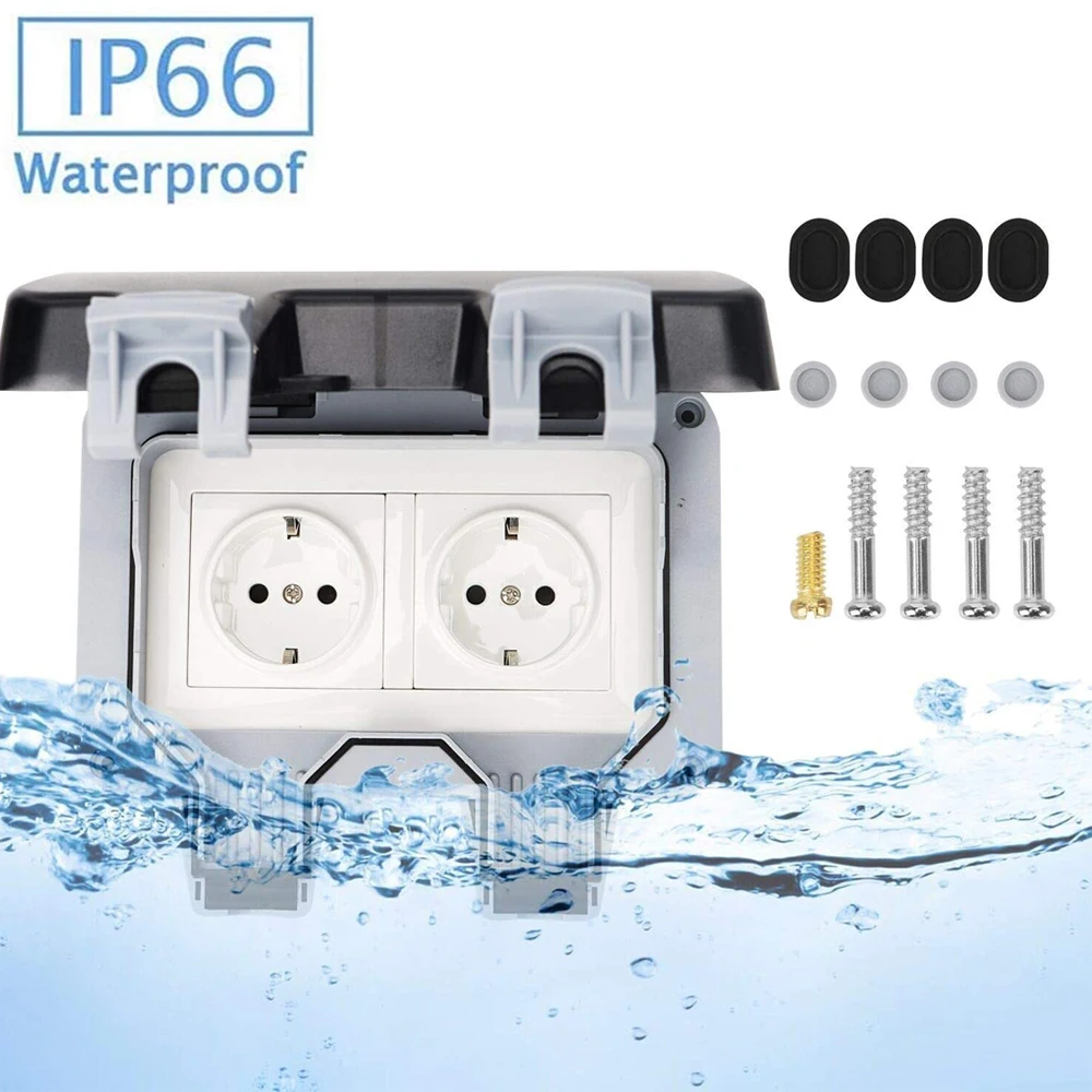 IP66 Waterproof Socket Bathroom Outdoor Power Outlet German EU Plug Socket Electrical Wall Outlet Outside Ship Boat Yacht Using
IP66 Waterproof Socket Bathroom Outdoor Power Outlet German EU Plug Socket Electrical Wall Outlet Outside Ship Boat Yacht Using