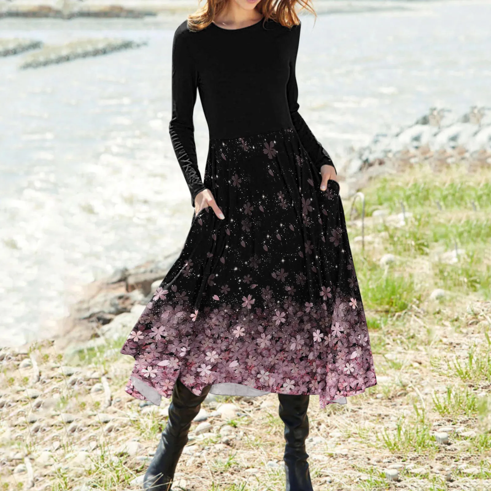 Модное повседневное женское платье с цветочным принтом, длинным рукавом и круглым вырезом, женское платье с карманами, женское свободное пл...
Модное повседневное женское платье с цветочным принтом, длинным рукавом и круглым вырезом, женское платье с карманами, женское свободное пл...