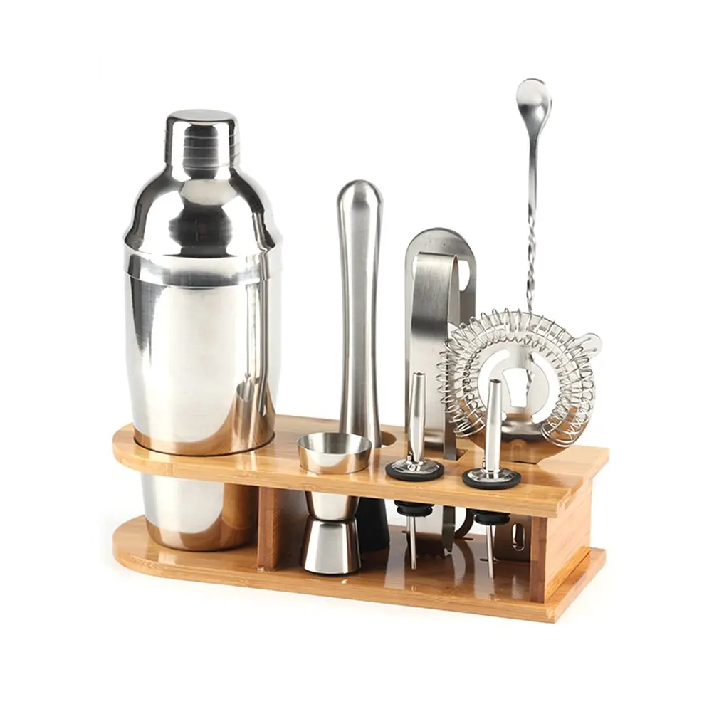 10pcs Stainless Steel Cocktail Shaker Mixer Wine Martini Shaker Set with Wooden Rack for Bartender Drink Party Bar Tools
10pcs Stainless Steel Cocktail Shaker Mixer Wine Martini Shaker Set with Wooden Rack for Bartender Drink Party Bar Tools