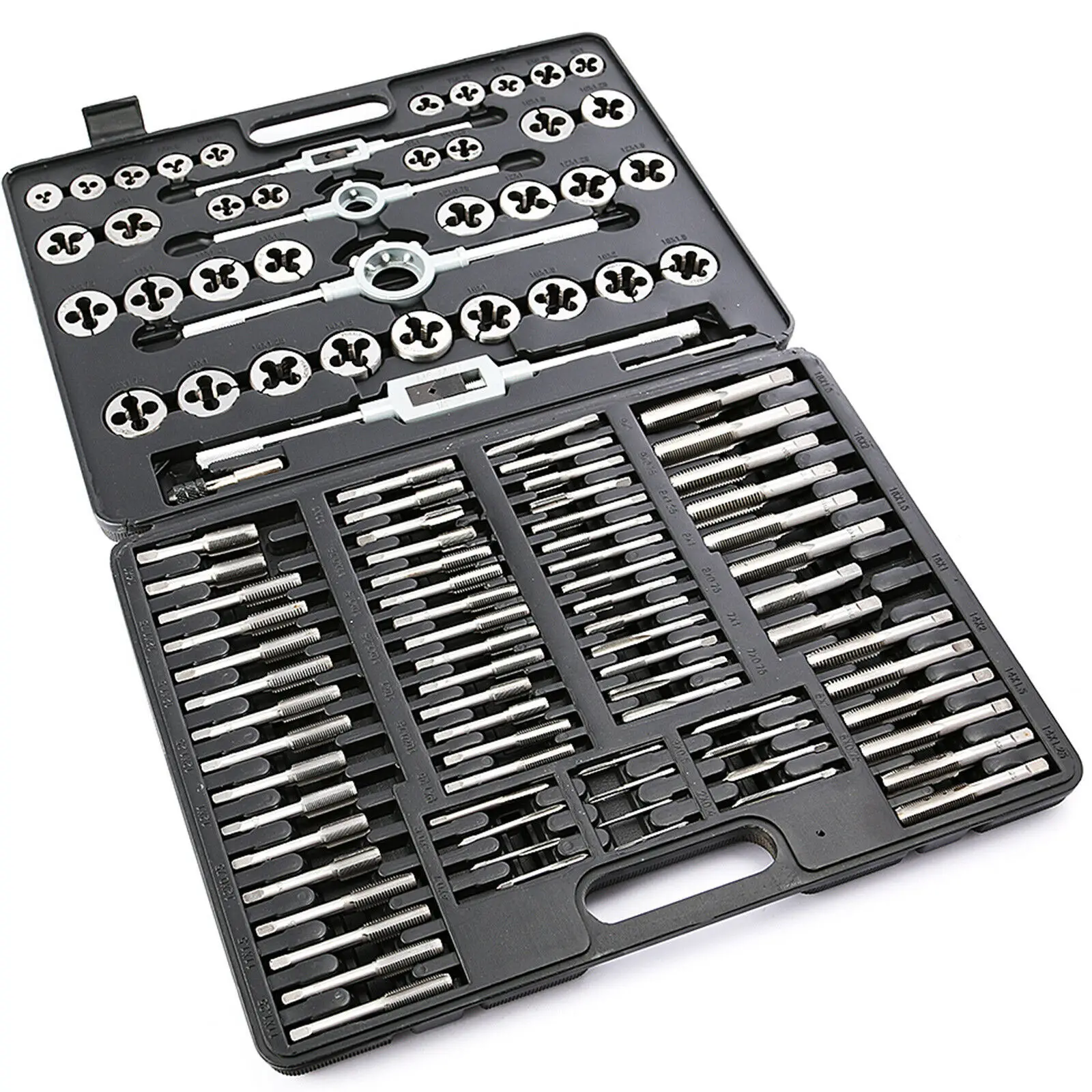 110Pcs Tap and Die Set Tungsten Steel Titanium Tap and Die Combination Set For Cutting External & Internal Threads
110Pcs Tap and Die Set Tungsten Steel Titanium Tap and Die Combination Set For Cutting External & Internal Threads