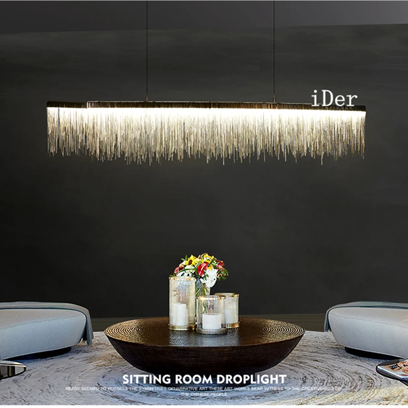 New Modern designer Nordic tassel restaurant luxury chandeliers hotel engineering chain living room art hanging lights
New Modern designer Nordic tassel restaurant luxury chandeliers hotel engineering chain living room art hanging lights