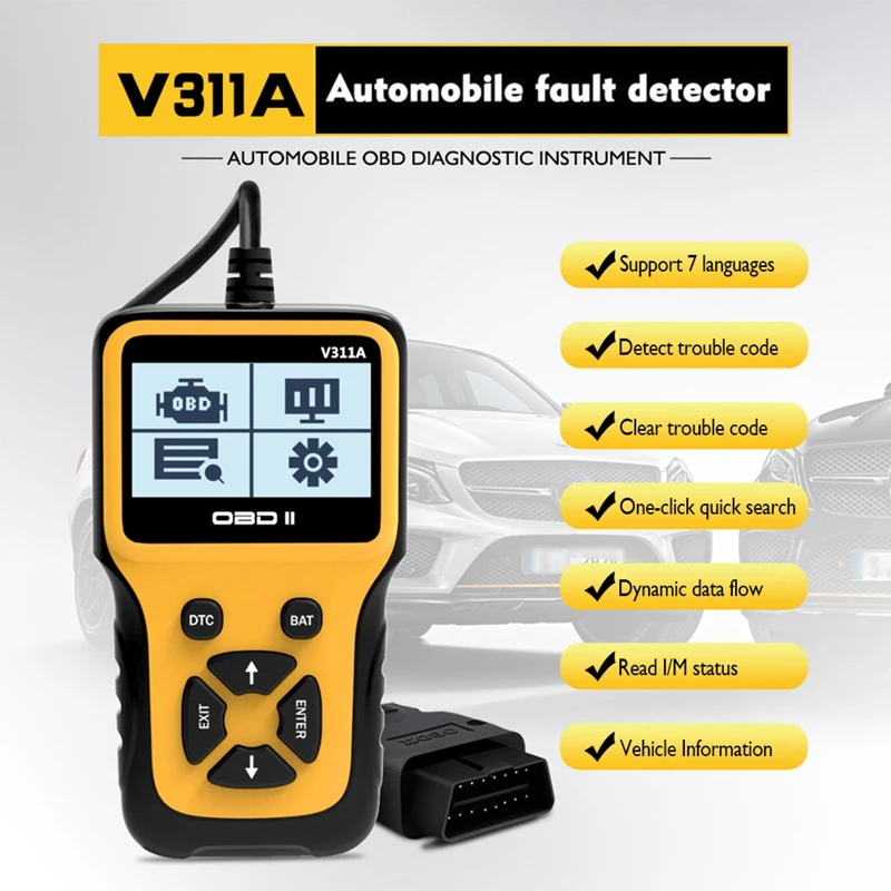 V311A OBD II Scanner Car Diagnostic Tool Car Fault Code Reader for All 1996 and Newer OBD II Compliant Vehicles
V311A OBD II Scanner Car Diagnostic Tool Car Fault Code Reader for All 1996 and Newer OBD II Compliant Vehicles