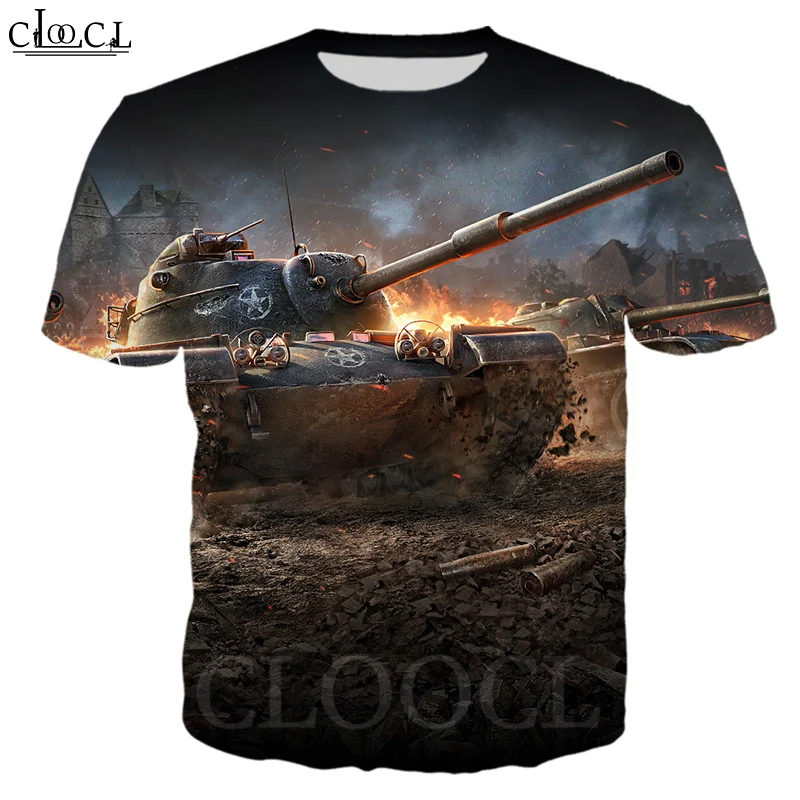 Летняя модная повседневная футболка CLOOCL Games World Of Tanks с 3D принтом Модный пуловер