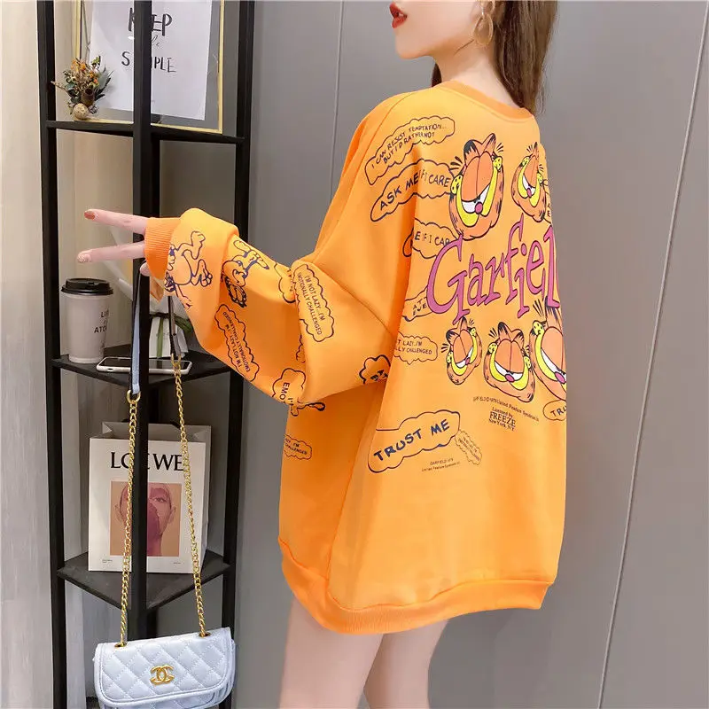 Women 's Long-Sleeved Cotton Western Style Slimming Street Sweater Korean Style Loose All -Matching Garfield Cartoon Top
Women 's Long-Sleeved Cotton Western Style Slimming Street Sweater Korean Style Loose All -Matching Garfield Cartoon Top