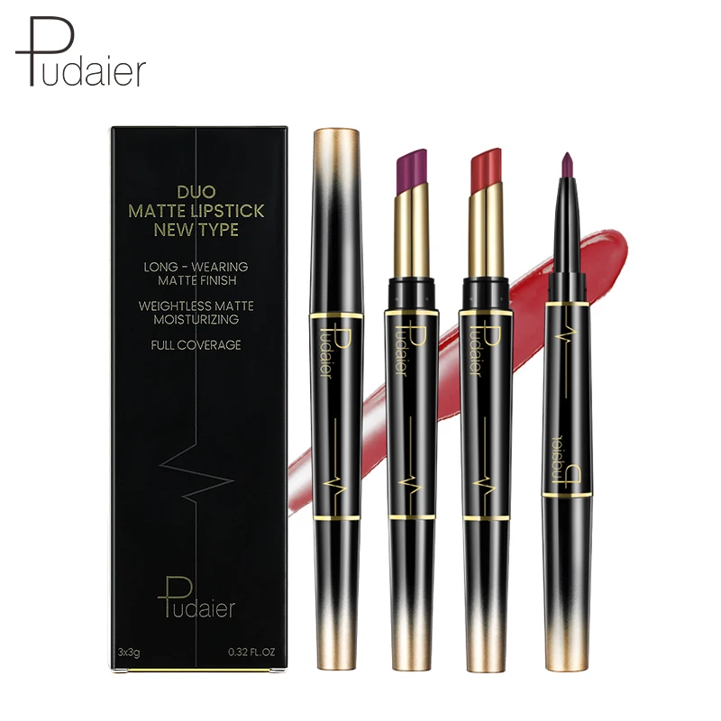 lipstick set Pudaier double-headed lipstick lip liner matte matte lipstick rotating non-stick cup lip liner three sets 
lipstick set Pudaier double-headed lipstick lip liner matte matte lipstick rotating non-stick cup lip liner three sets
