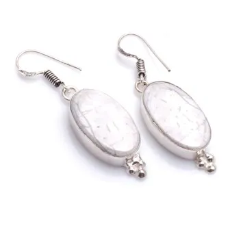 Genuine Howlite Silver Overlay on Copper Earrings ,Hand made Women Jewelry Gift , 47 mm, E5924
Genuine Howlite Silver Overlay on Copper Earrings ,Hand made Women Jewelry Gift , 47 mm, E5924