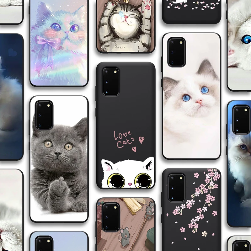 

Case for Samsung Galaxy S21 A51 S20 A50 A71 A70 A12 A21S S10 S9 S8 A52 A72 S10e Note 20 10 9 Plus Ultra Lite TPU Cute Cat Kitten