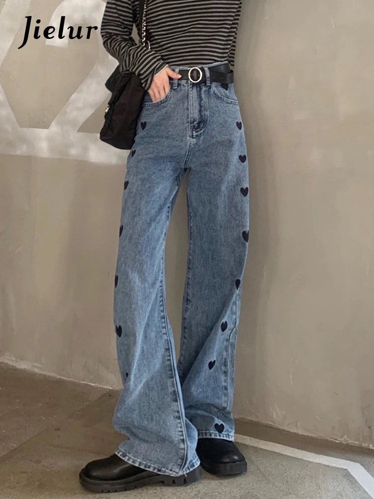 Jielur Harajuku Love Embroidery Straight Jeans Women Pants Blue Black High Waist Loose Jean Spring Summer New Denim Damskie S-XL
Jielur Harajuku Love Embroidery Straight Jeans Women Pants Blue Black High Waist Loose Jean Spring Summer New Denim Damskie S-XL